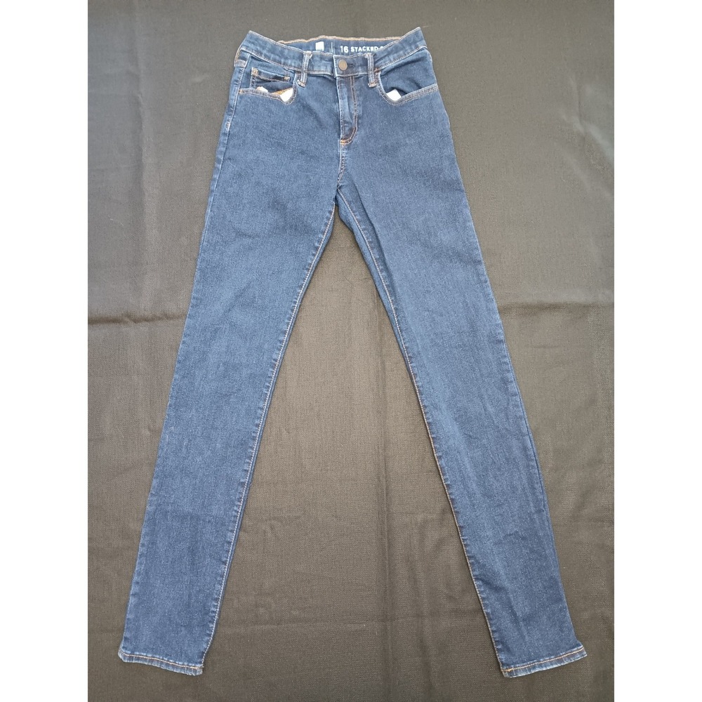 Gap Denim Girls Size 16 Stacked Skinny Jeans Dark Wash Indigo Stretch Adjustable